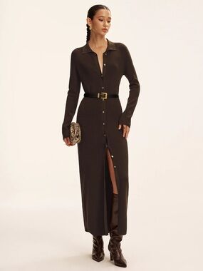 COMMENSE Long Button-Front Knit Maxi